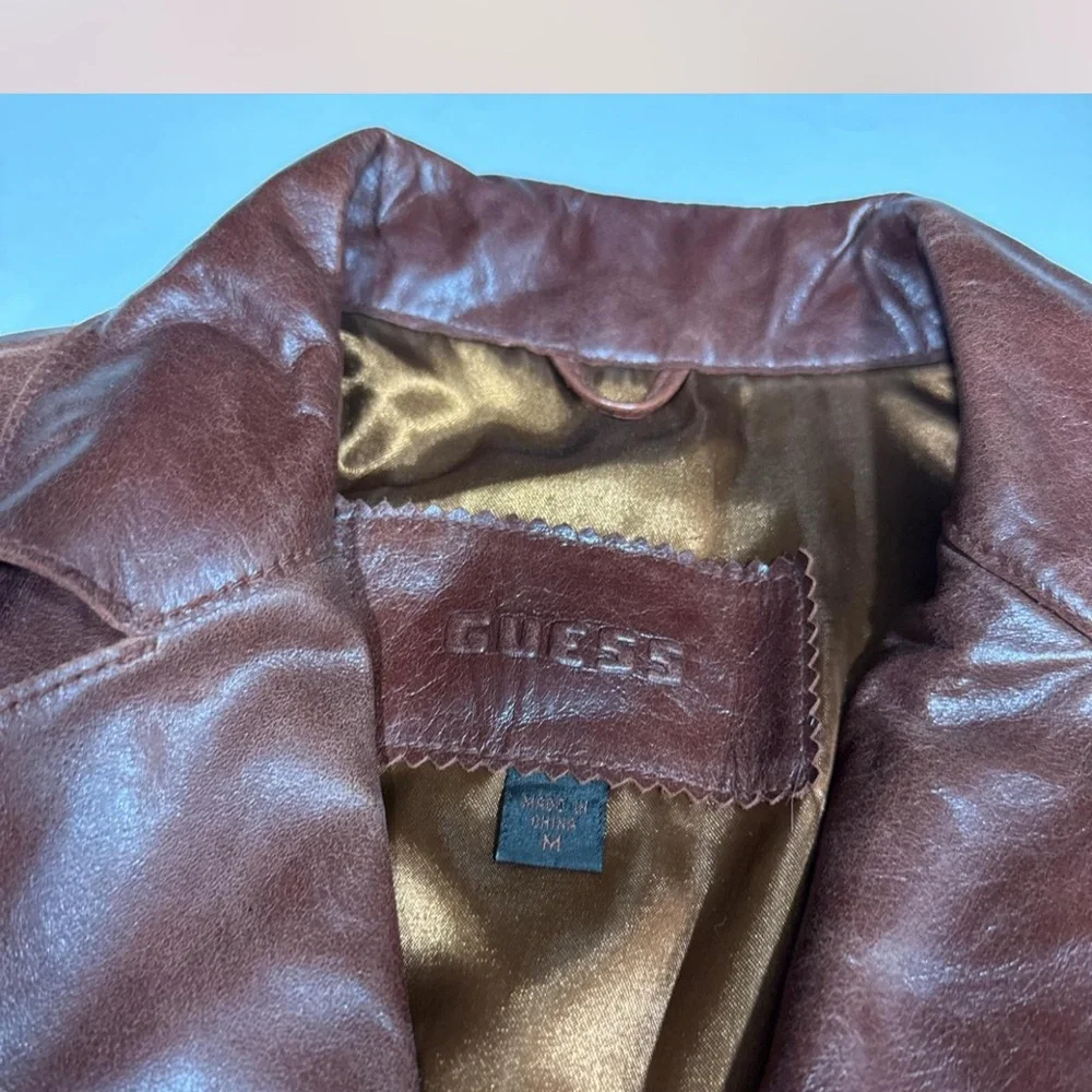 Guess Women's Chocolate Leather Jacket - Picture 4 of 7
